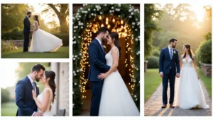 romantic wedding couple poses